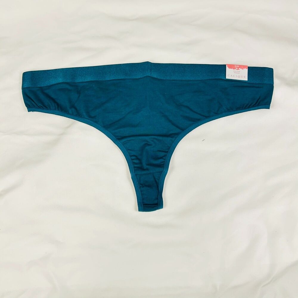 Lane Bryant Cacique Thong Panties Hunter Green Cotton Size 18/20 NWT